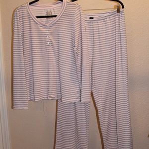 Laura Ashely Grey and White Stripe Pajamas